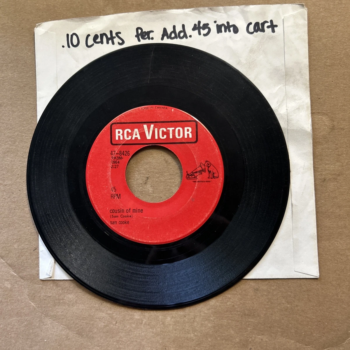Sam Cooke Cousin Of Mine/That's Where It's At 1964 Rca Victor 45