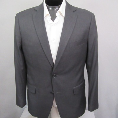 Carlo Lusso Mens Sport Coat 42R Solid Gray High Twist Super Deluxe