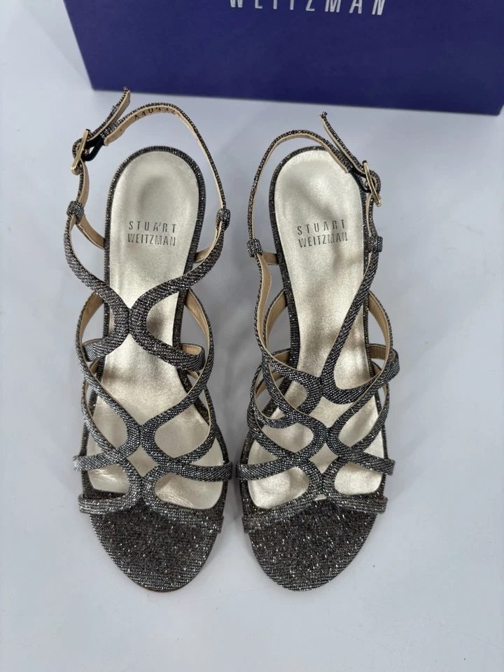 Stuart Weitzman subiendo sandalias tacones Mujer 5.5 Pyrite Silver Metallic Foto 4 de 4