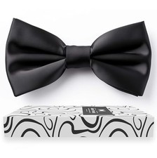 Men's Bow Ties Pre-Tied Style Formal Satin Classic M - children 01 Black