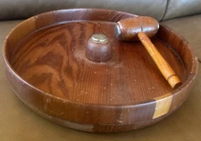 VINTAGE CALIFORNIA REDWOOD NUT BOWL NUTCRACKER CENTER SAN FRANCISCO SOUVENIR.