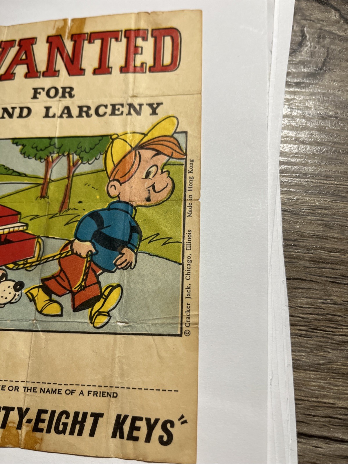 VTG CRACKER JACK TOY PRIZE WANTED FOR GRAND LARCENY CARTOON MADE IN ...