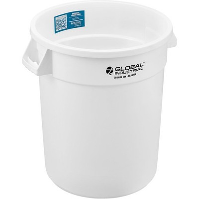 20 Gallon Plastic Trash Container Garbage Can - White