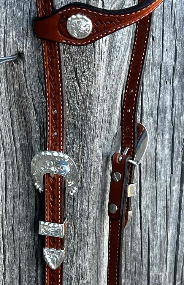 Beautiful SILVER SLIDING EAR HEADSTALL By Hansen Of CA - Image 3 of 4