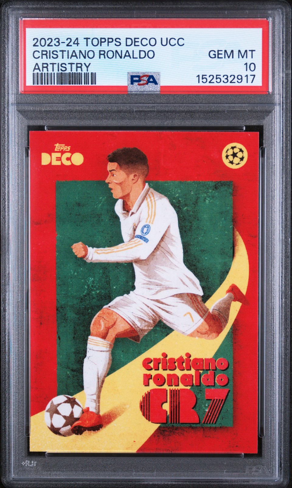 2023-24 TOPPS DECO UEFA CLUB COMPETITIONS ARTISTRY CRISTIANO RONALDO PSA 10