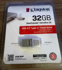 Kingston 32GB DataTraveler Dual Flash Drive USB 3.1 & Type-C MicroDuo FREE SHIP