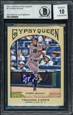 Ichiro Suzuki Auto Signed 2011 Topps Gypsy Queen Card 1 Mariners Auto 10 Beckett