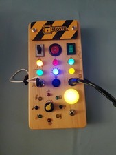 Montessori Wooden Busy Board with 8 LED Light switches, Sensory Toys Light Switc