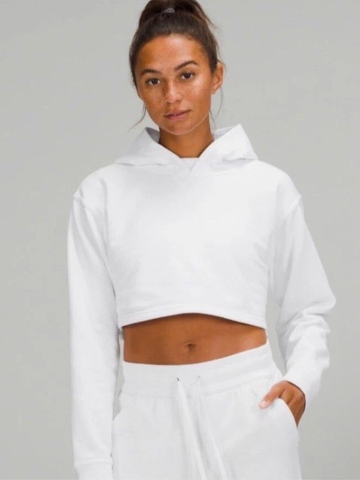 lululemon athletica Cropped White Hoodie
