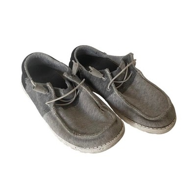 Hey Dude Wendy Tri Varsity Mens 8 Grey Good Canvas Slip On Loafers