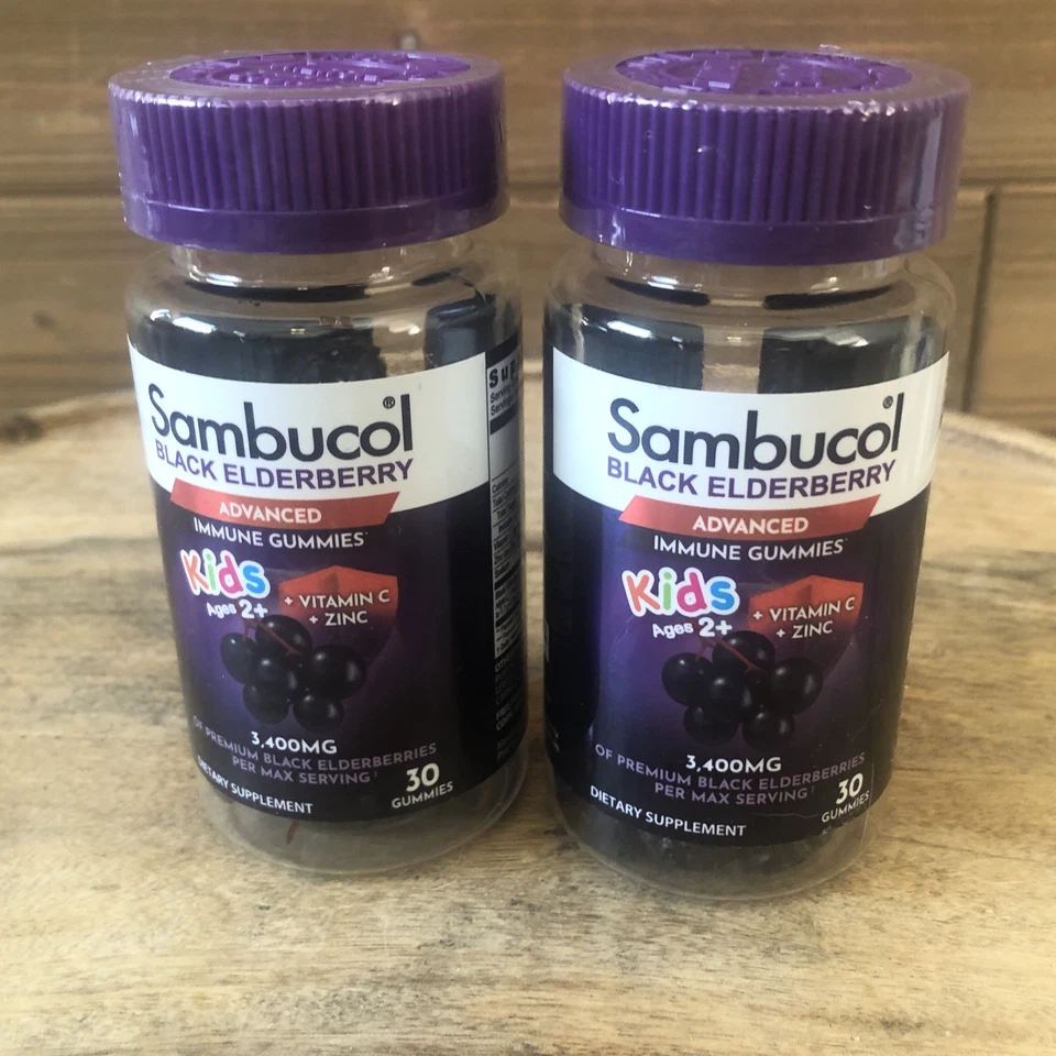 (2) Gomitas Sambucol Black Elderberry para niños 30 Ea Exp 1/26 Foto 2 de 4