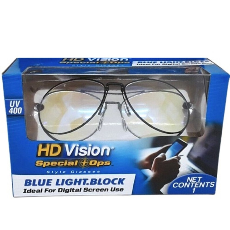 HD VISION Special-Ops-Style GLASSES Blue-Light & UV Block METAL FRAME ~ New