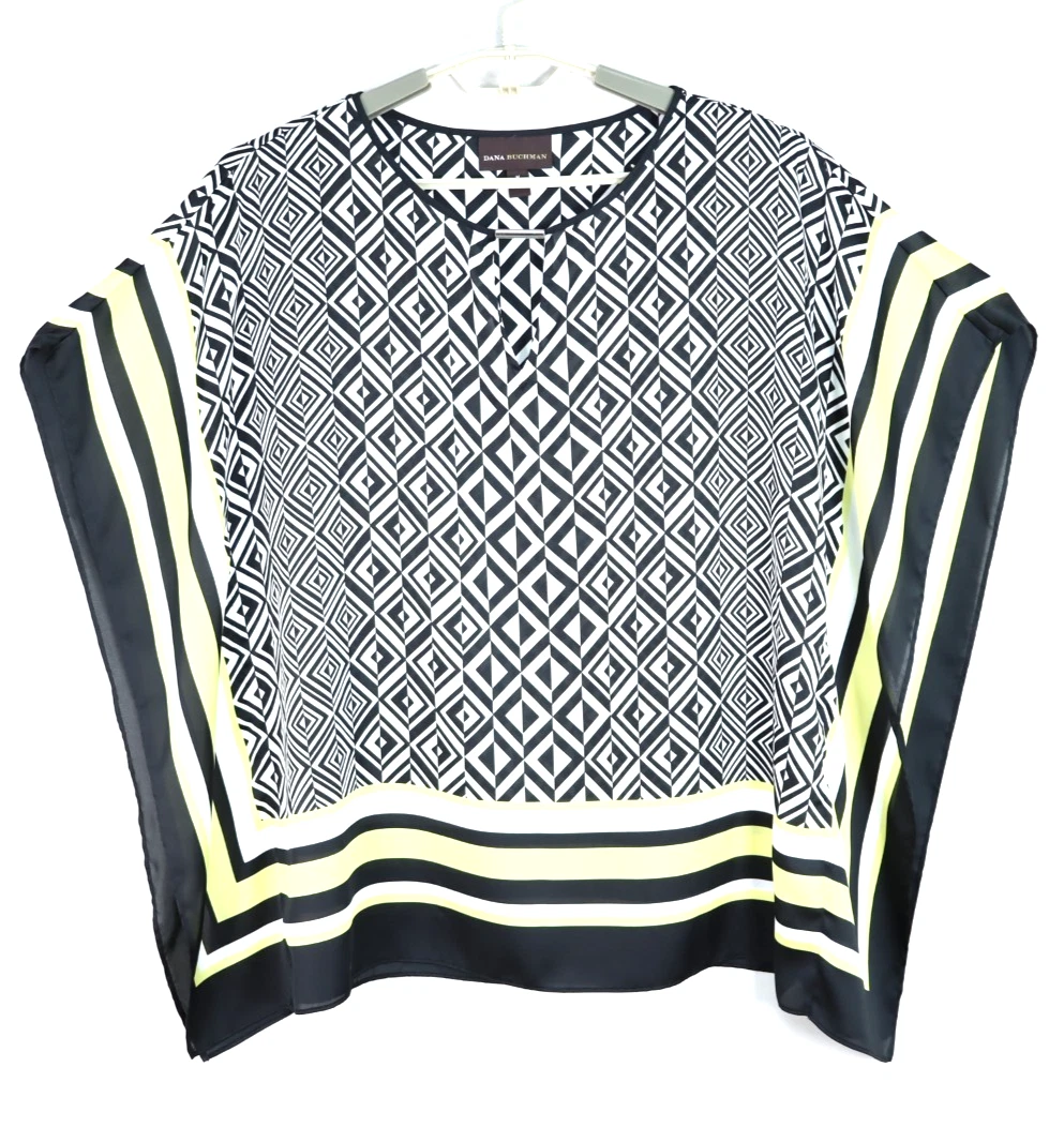 DANA BUCHMAN Women's Thin Light Polyester Poncho Geometric Multicolor Size M