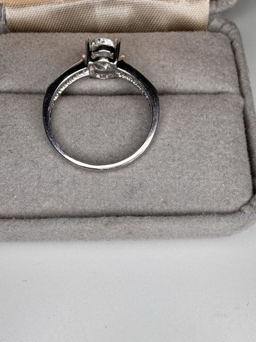 10K Solid White Gold Ring w/ Aquamarine & Diamonds size 7 - Picture 6 of 8