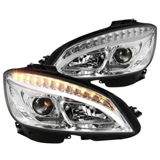 Fits 2008-2011 Benz W204 C300 C350 C-Class Led Signal Strip Projector Headlights