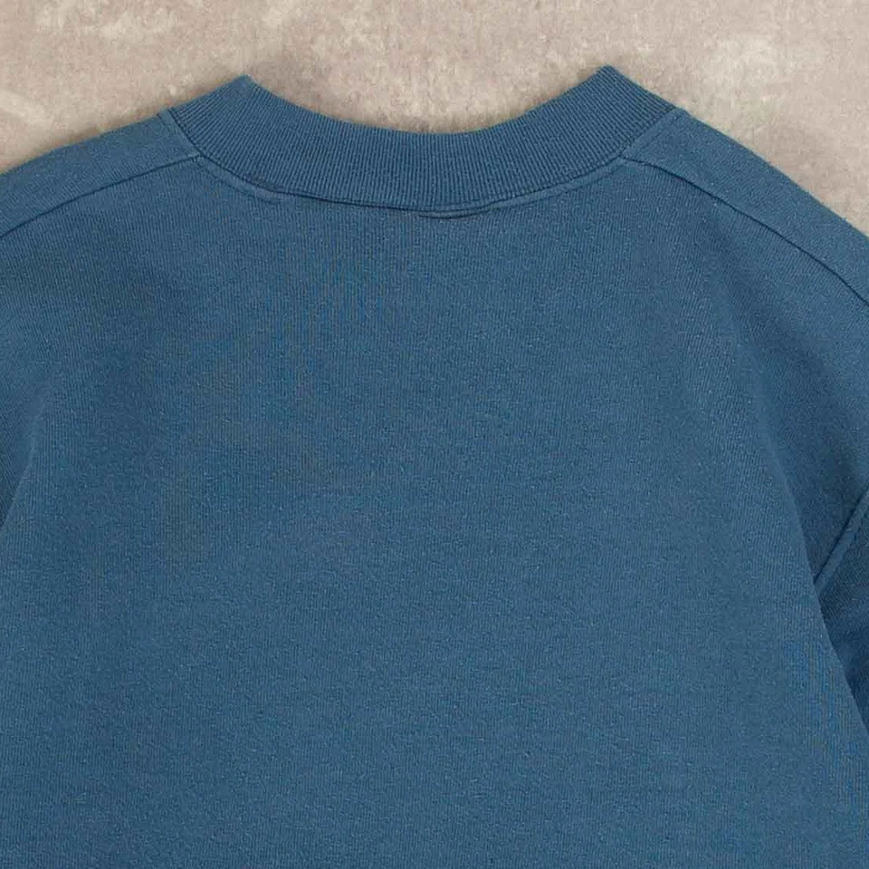 Sudadera en blanco vintage años 90 L hecha en EE. UU. para mujer azul lisa Foto 4 de 4