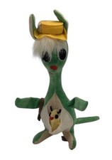 Vintage Dakin Dream Pets Green Kangaroo With Purse, Hat And Baby Joey In Pouch
