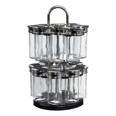 Gewürzkarussell mit 2 etagen16 Streuer, Glass, Transparent/Schwarz, 31 cm - Bild 1 von 4