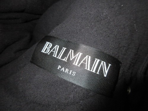 Used 2015 Balmain Napoleon Gold Embroidery Fur Liner Mod Coat Size XS Black  - Picture 5 of 8