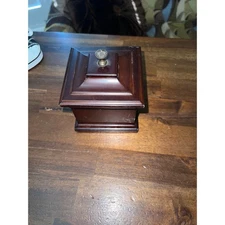 VINTAGE Bombay Outlet Jewelry Box 4" SQUARE BROWN