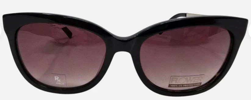 FLOWER Women's Rx'able Fashion Sunglasses, FLR1008, Iris, Black/Olive, 54-17-135