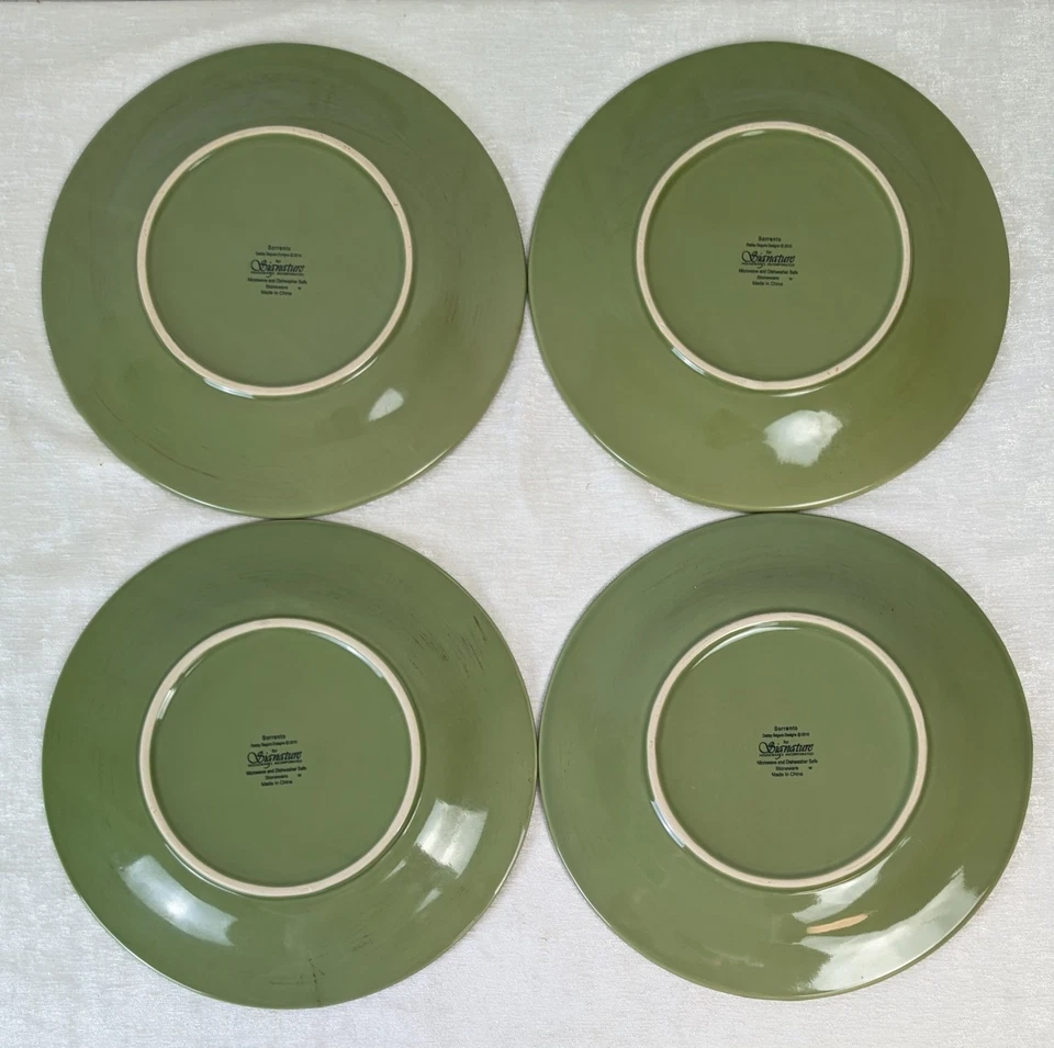 Juego de 4 platos de cena de gres Sorrento verde orégano 11-1/2" exclusivos 2010 Foto 2 de 4