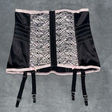 Rago 2107 2x 34 Waist Cincher Trainer Pink/Black Lace Garter Belt Firm Shaping