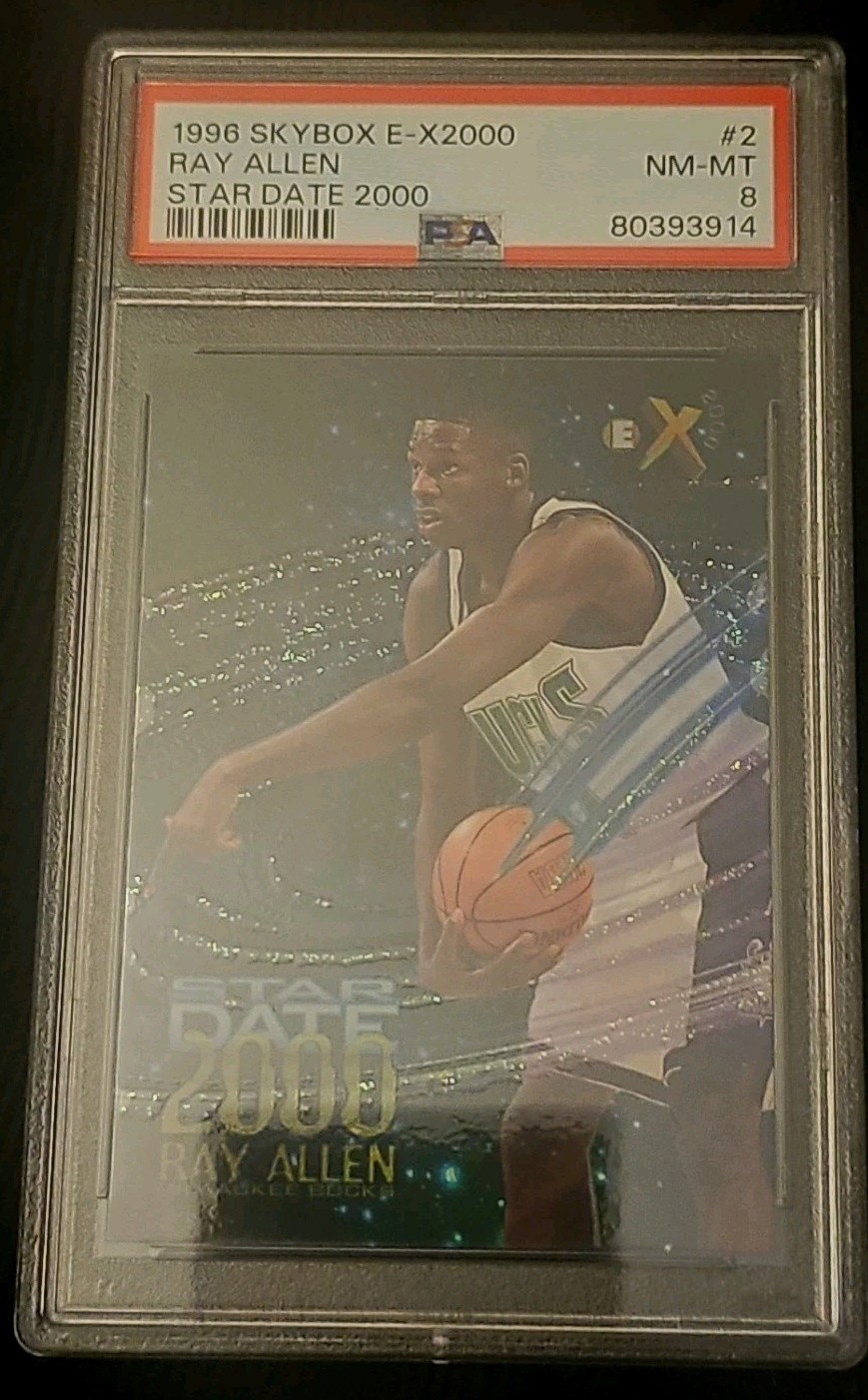 1996-97 Skybox E-X2000 Ray Allen Star Date 2000 Rookie #2 PSA 8 HOF Bucks