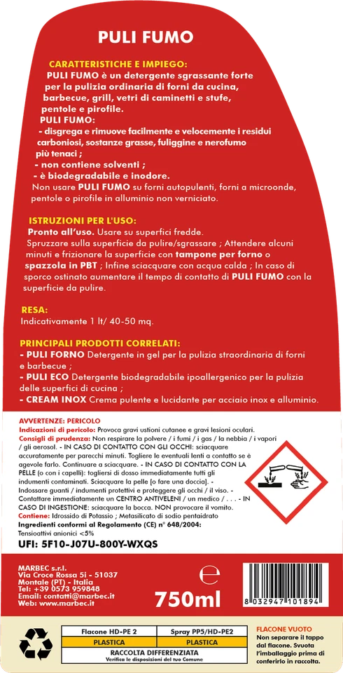 Detergente sgrassante forte per forni barbecue pirofile pentole stufe PULI FUMO - Immagine 2 di 4