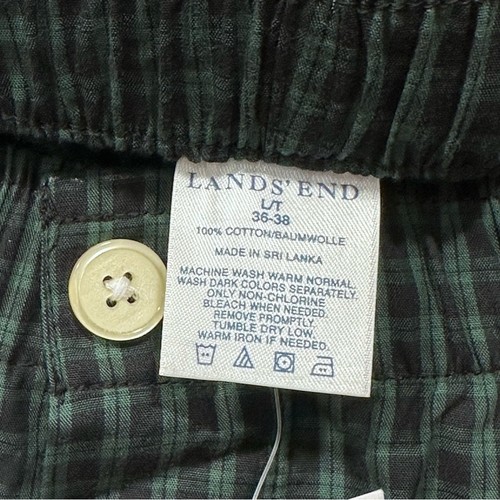 Land’s End men’s pajama set LARGE TALL pants plaid cotton long sleeve NWOT green - Picture 9 of 11