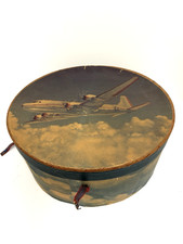 VTG 1940s ORIGINAL STETSON FLAGSHIP AMERICAN AIRLINES HAT BOX- GREAT GRAPHICS