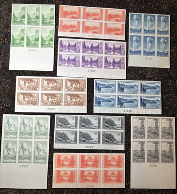 #ad 1935 National Parks FARLEY Scott 756 765 Mint NH No Gum Imperf as issued $65.00