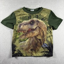 Vintage Jurassic Park Dinosaur Movie Promo Youth Small Green Grunge T-Shirt 2b