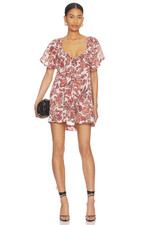 Free People Ivory Red Floral Kauai Getaway Mini Tunic Dress Women's Size XS