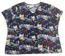 Disney The Nightmare Before Christmas Scrub Top Black Short Sleeve Nurse Sz 3X 