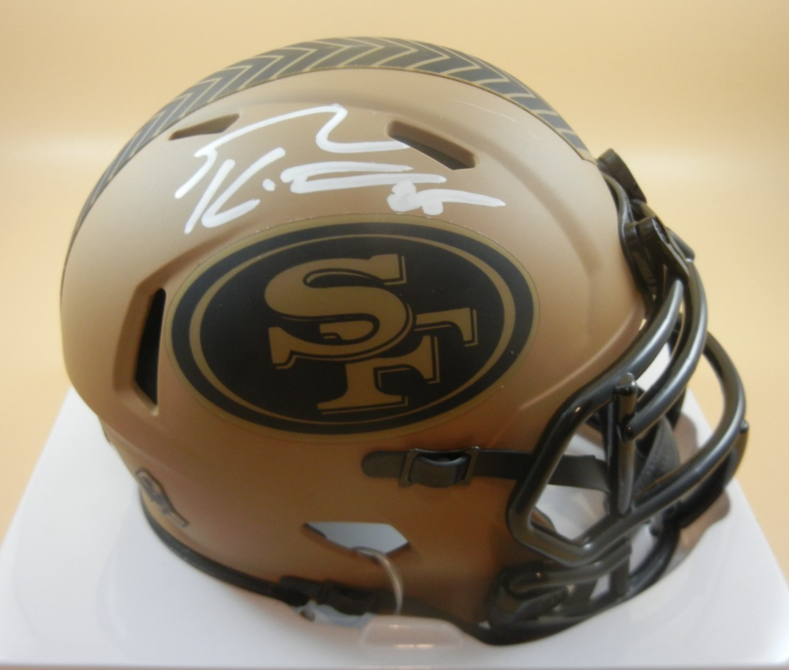 GEORGE KITTLE Autographed Signed San Francisco 49ers 49er SALUTE TO SERVICE MINI HELMET beckett 4W110778 