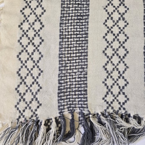 Free People Poncho Women’s One Size Black Stripe Wool Blend Fringe Boho - Picture 4 of 7