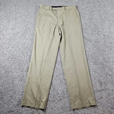 Perry Ellis Dress Pants Mens 34x32 Khaki Portfolio Classic Fit Flat Front Career