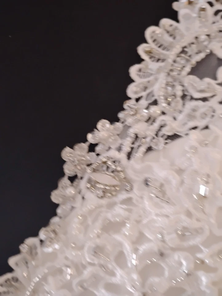 Precioso Vestido Mori Lee Madeline Gardner Boda Tren Completo Talla 6 Enorme Volantes  Foto 2 de 4