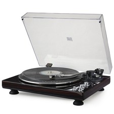 CrosAudio High-Fidelity Vinyl Record Player, Bluetooth Redwood grain color