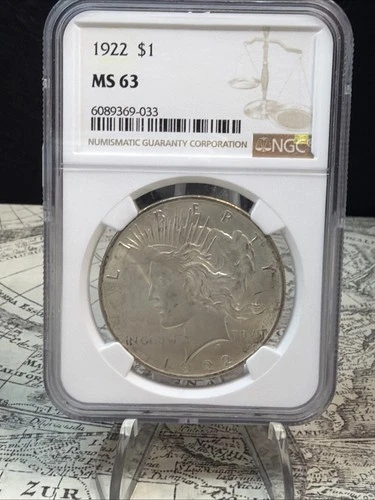 1922 Peace Silver Dollar NGC graded MS63 - PD3