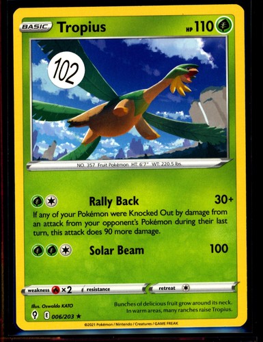 2x Trophius 6/203 Rare Non-Holo Rare TCG Pokemon NM 0921#102 - Bild 2 von 2