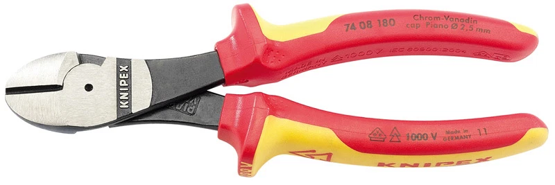 Knipex 74 08 180 VDE Insulated High Leverage Diagonal Side Cutters 180mm 31927
