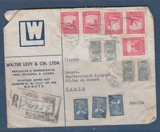22C2255 MARCOPHILIE lettre recommandée 1962 COLOMBIE BOGOTA pour PARIS
