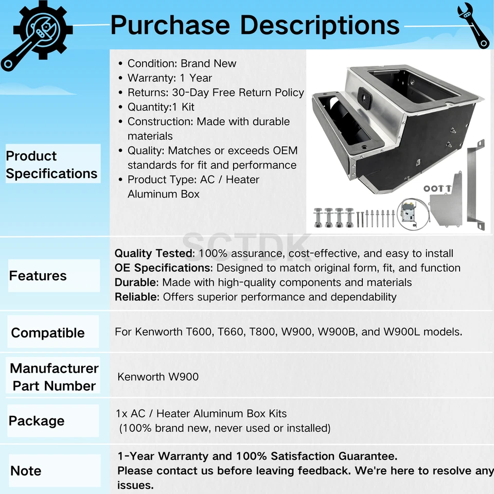 Caja de calentador de aire acondicionado / motor de soplador para Kenworth serie W900, W900L, W900B, T600, T660, T800 Foto 3 de 4
