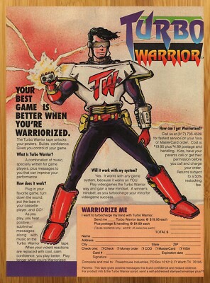 1990 Turbo Warrior Tapes Vintage Print Ad/Poster Retro Video Game Wall Art 90s