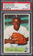 1954 Bowman BB Card # 38 Minnie Minoso HOF .895 .961 FIELD AVG. PSA 7.5 NRMT+