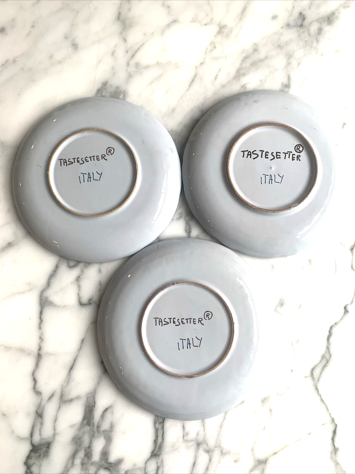 TASTESETTER SET OF 3 Blue Carnation Italian Pottery 6" Bread Plates