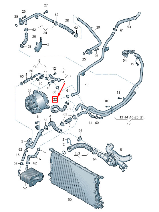 Durite de liquide de refroidissement avant pour Audi A8 4H 4H0819378F