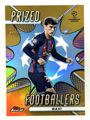 2022-23 Topps Finest UCL Barcelona Prized Footballers Gavi Gold Refractor /50